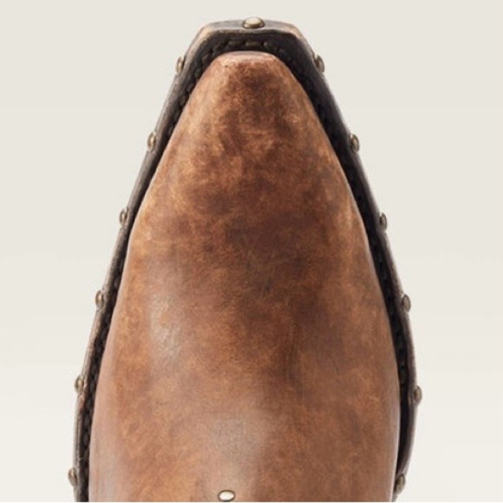 Ariat Greeley Western Tan Brown Studded Leather Booty - Picture 3 of 5